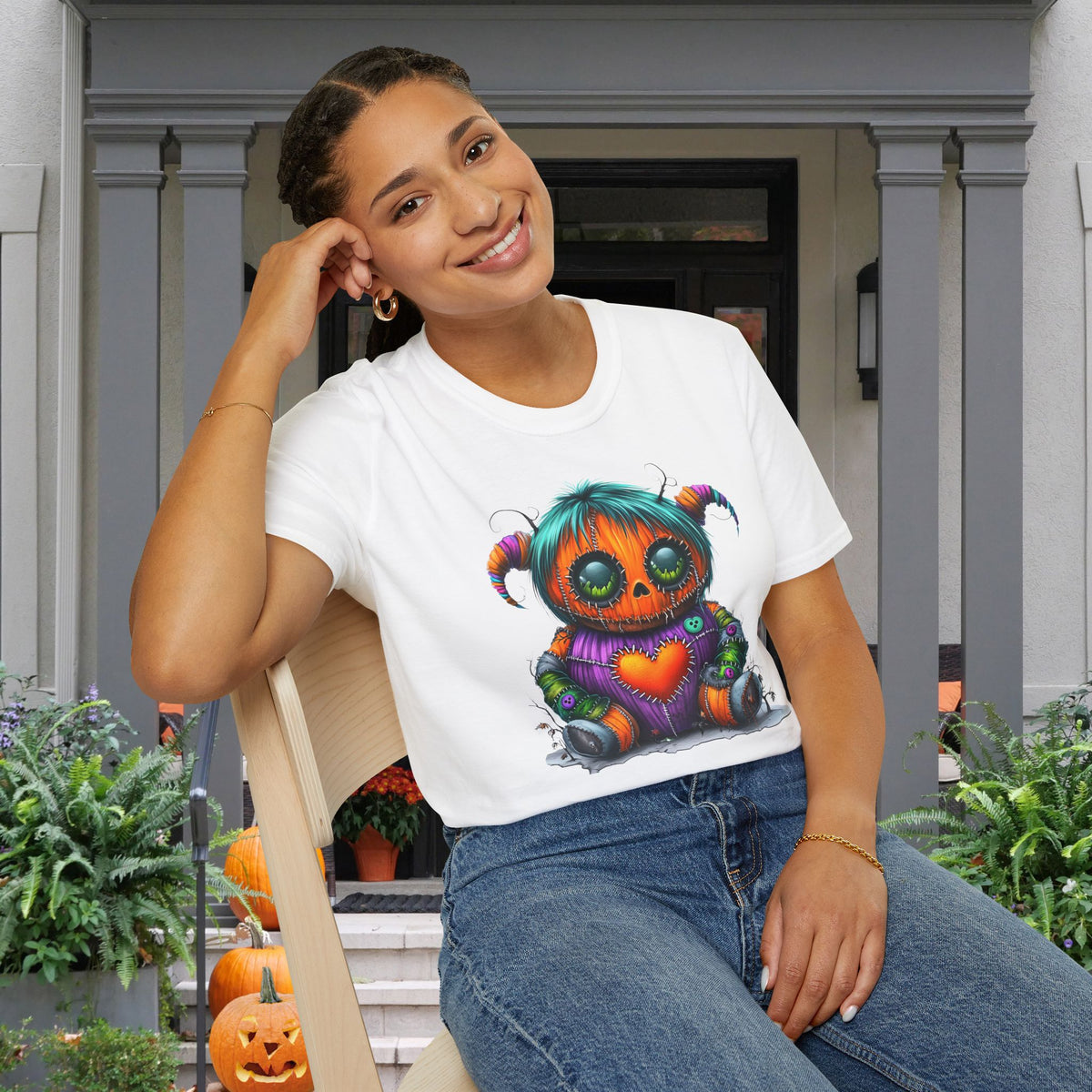 Patchwork Pumpkin Heart Adult T-shirt