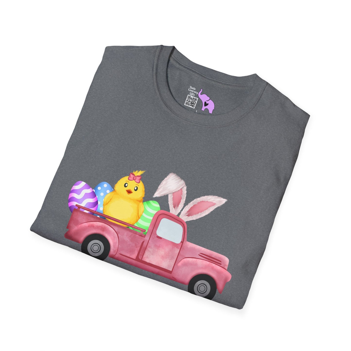 Easter Chick & Eggs In Vintage Truck Adult T-shirt