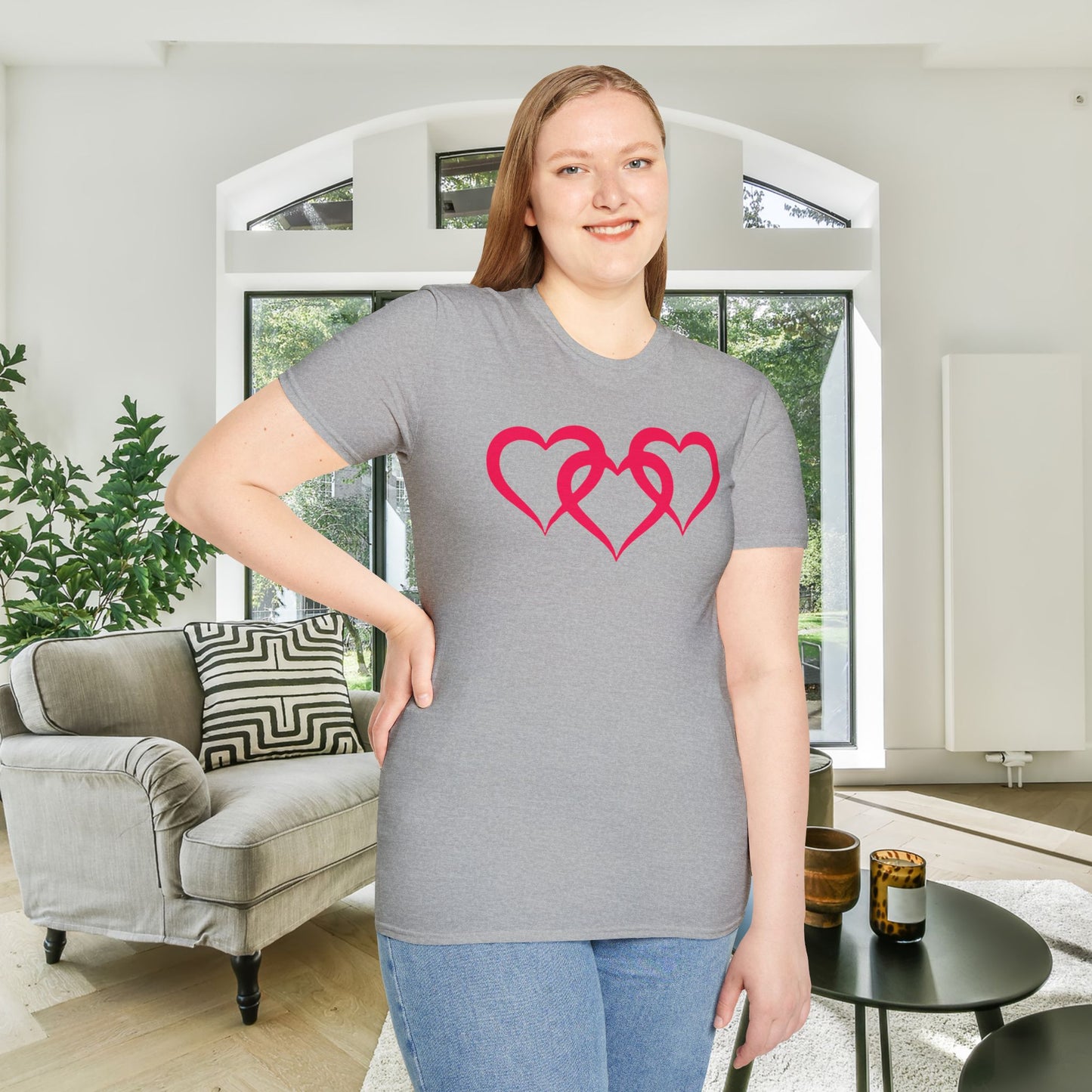 Triple Heart Adult T-shirt