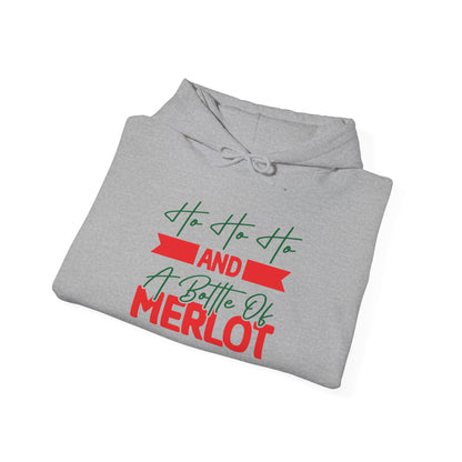 Ho Ho Ho And a Bottle of Merlot Adult Heavy Blend™ Hooded Sweatshirt