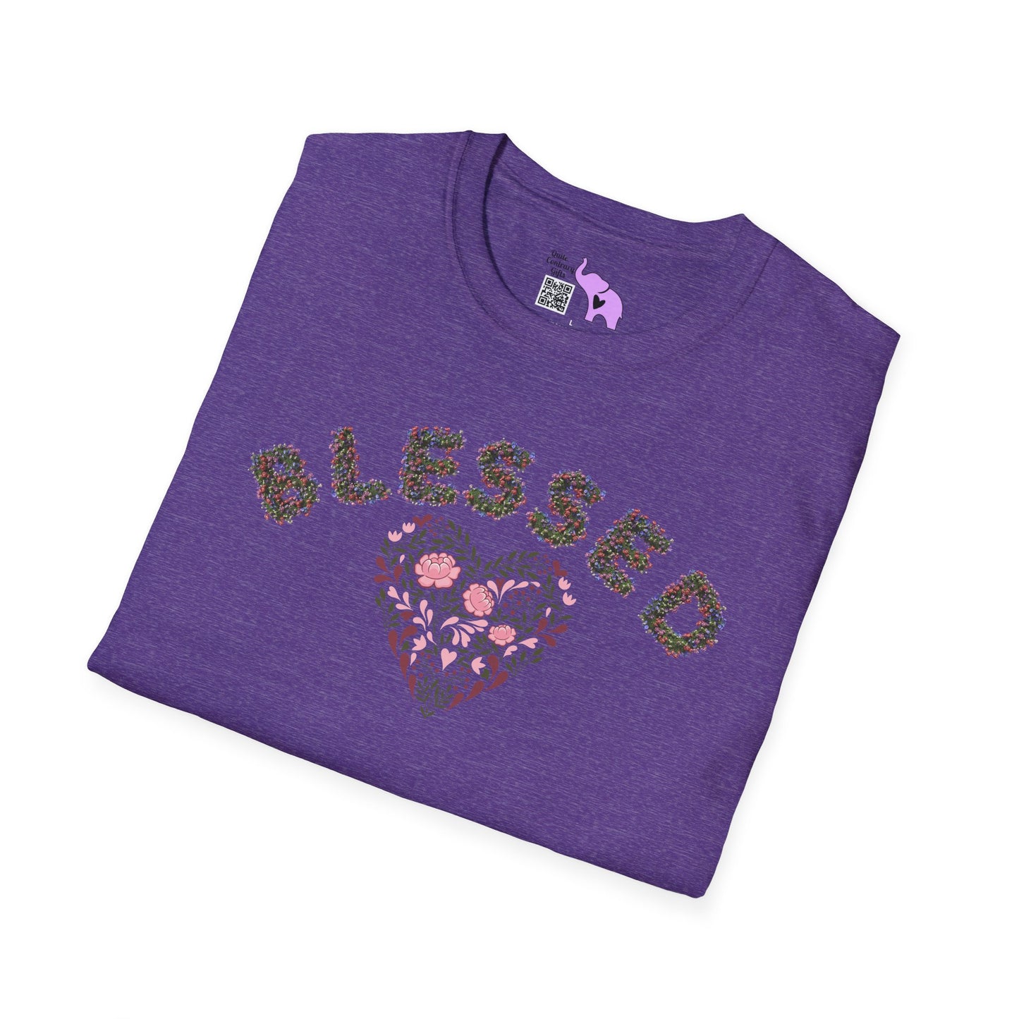 Blessed w/Heart (Floral) Adult T-shirt