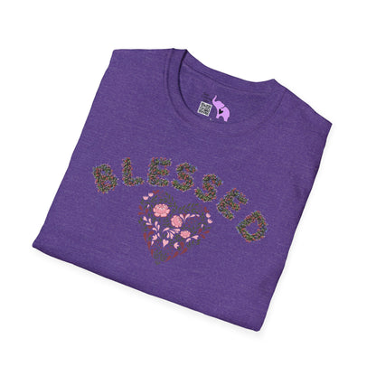 Blessed w/Heart (Floral) Adult T-shirt