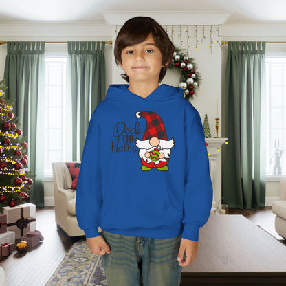 Deck the Halls Plaid Gnome Youth Hoodie