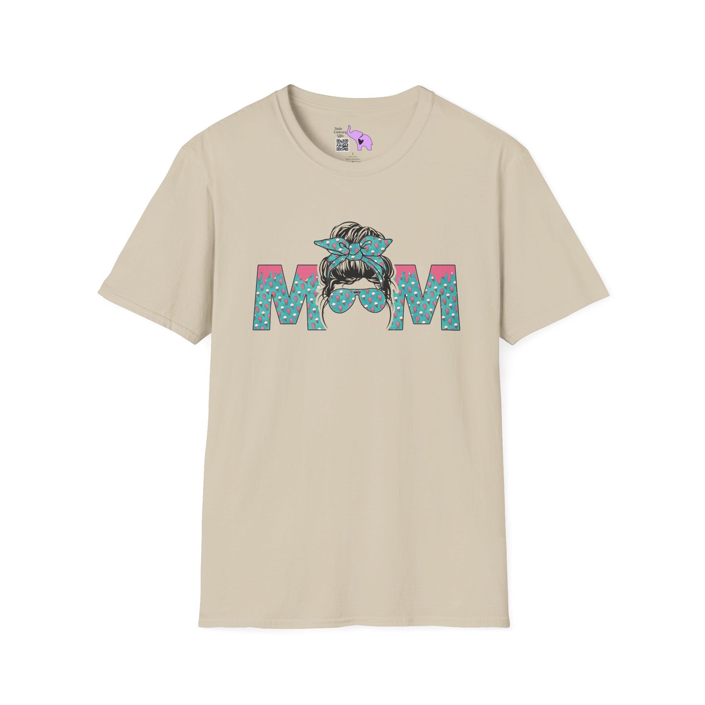 Mom (Teal/Pink Cheetah Print) Adult T-shirt