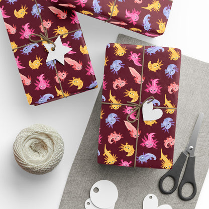 Crimson Axolotls Wrapping Paper