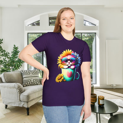Cool Sunflower Kitten 2 Adult T-shirt