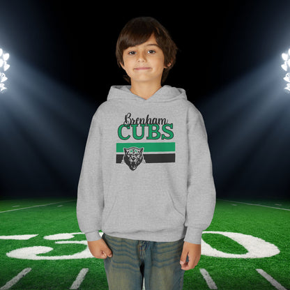 Brenham Cubs w/Mascot & Stripes Mascot Youth Heavy Blend Hoodie