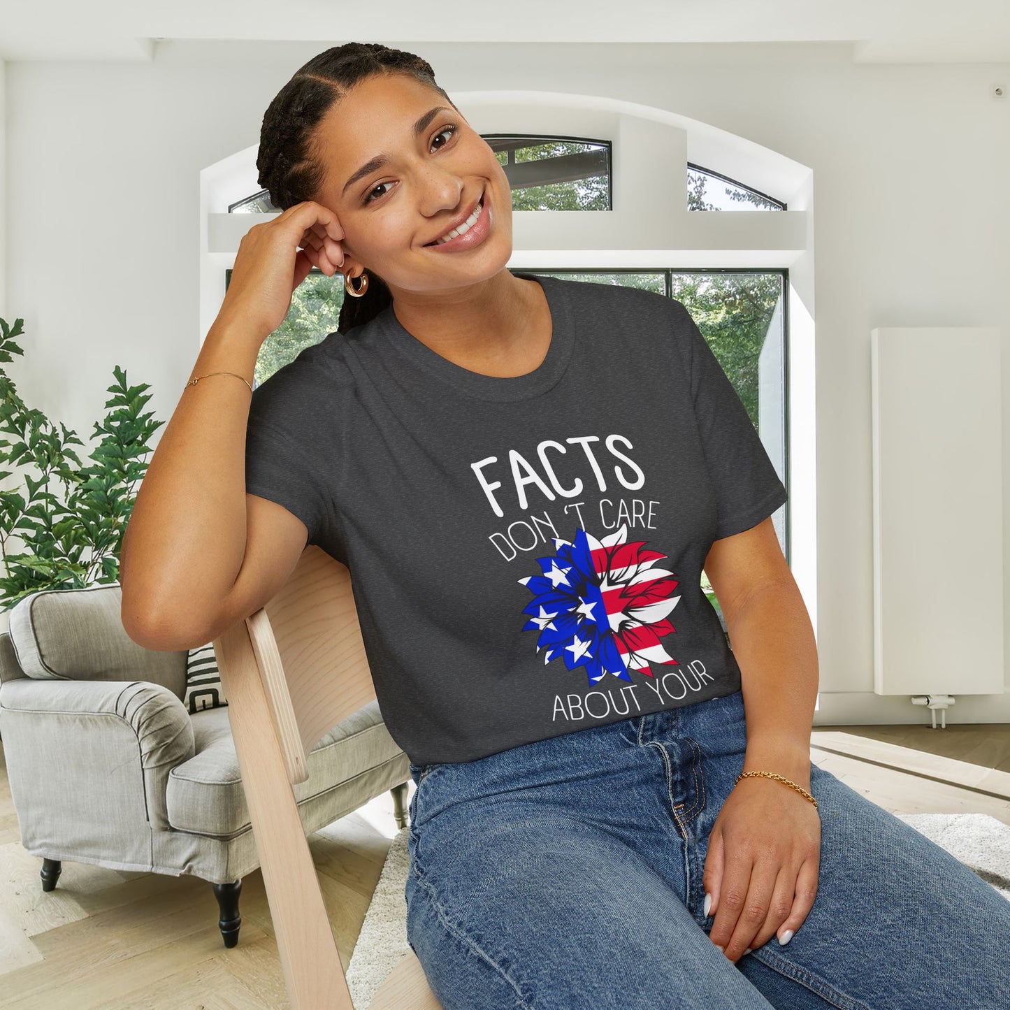 Facts Don't Care About Your Feelings American Flag Adult T-shirt