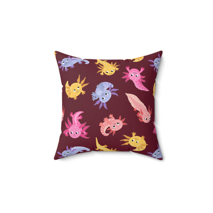 Crimson Axolotls Throw Pillow