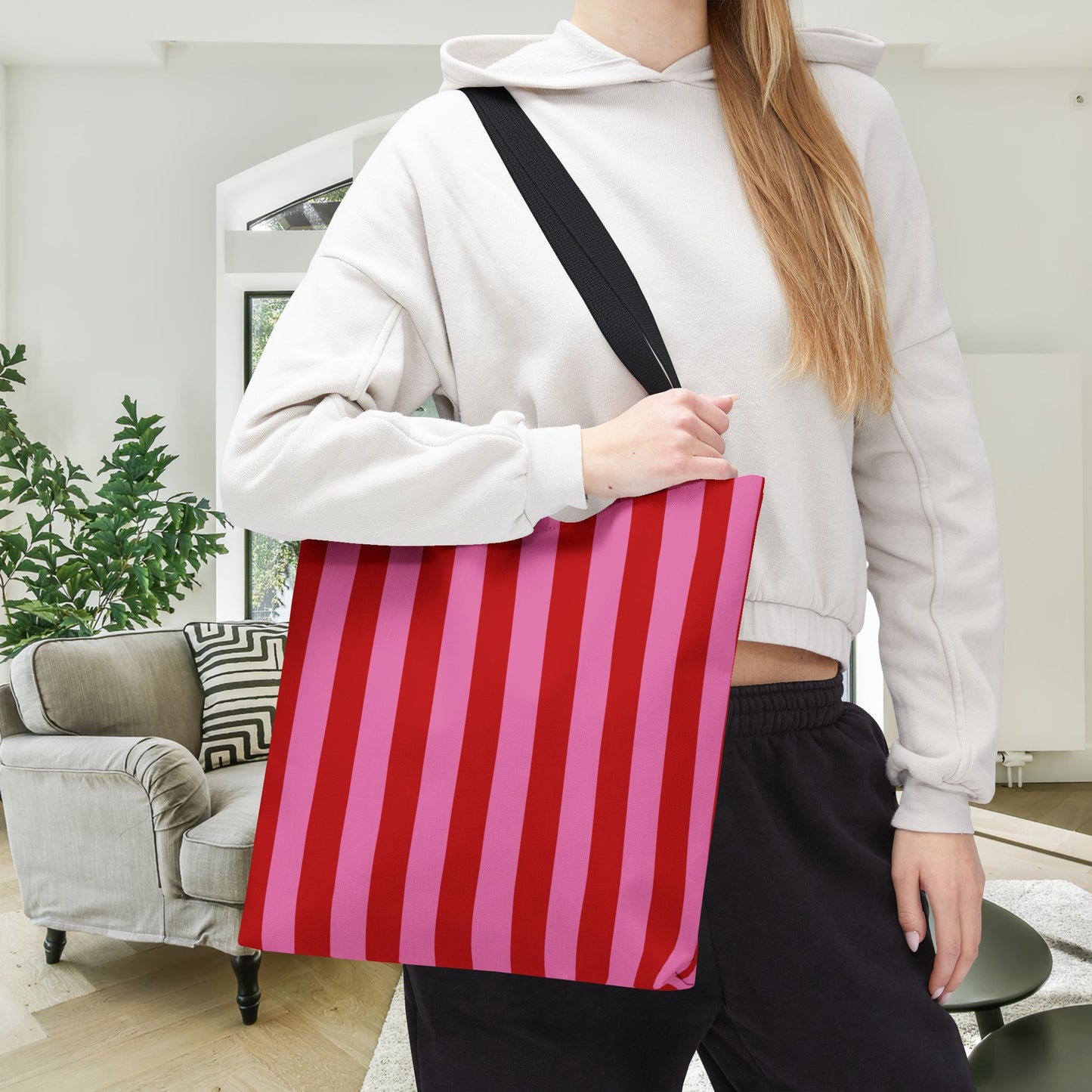 Be Mine Stripes Canvas Tote Bag
