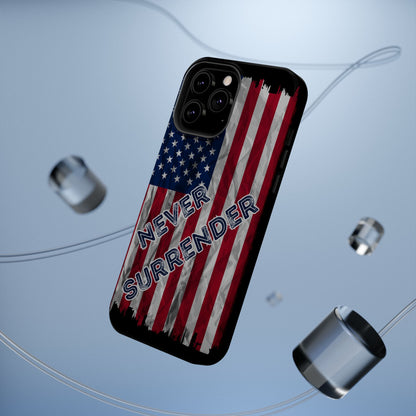 Never Surrender American Flag MagSafe® Compatible Tough Case for iPhone