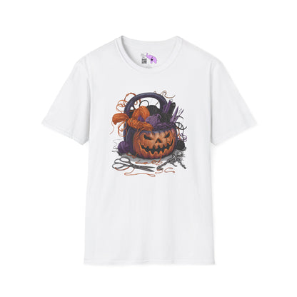 Spooky Pumpkin Yarn Basket Adult T-shirt