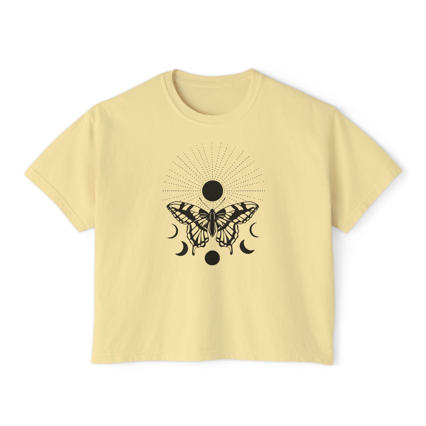 Butterfly w/Sun, Moon, & Stars Women's Boxy Tee