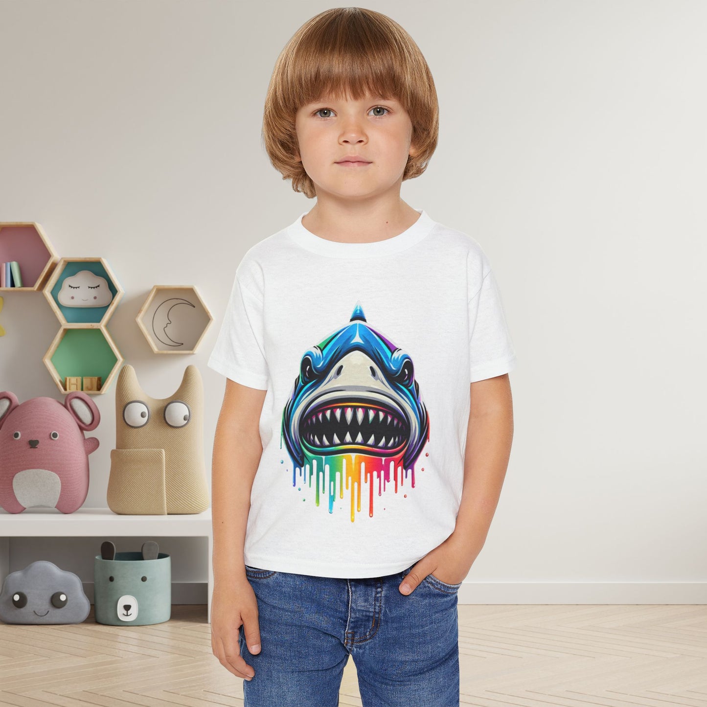 Colorful Shark Heavy Cotton™ Toddler T-shirt