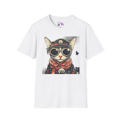 Creepy Aviator Cat Adult T-shirt