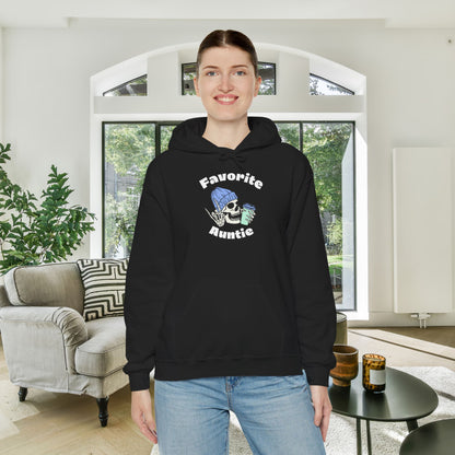 Favorite Auntie Skull drinking coffee Heavy Blend™ Hooded Sweatshirt
