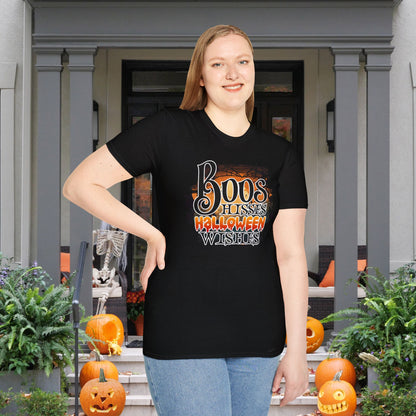Boos Hisses Halloween Wishes Adult T-shirt
