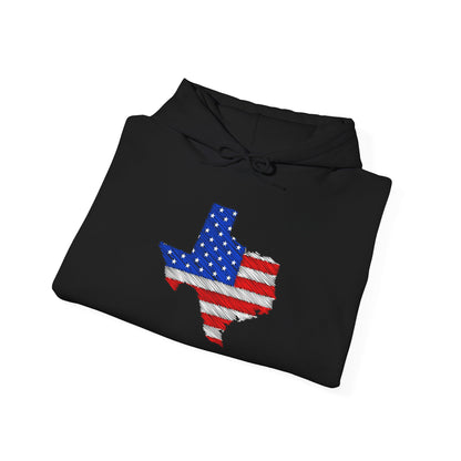 Texas-shaped American Flag Heavy Blend™ Hooded Sweatshirt