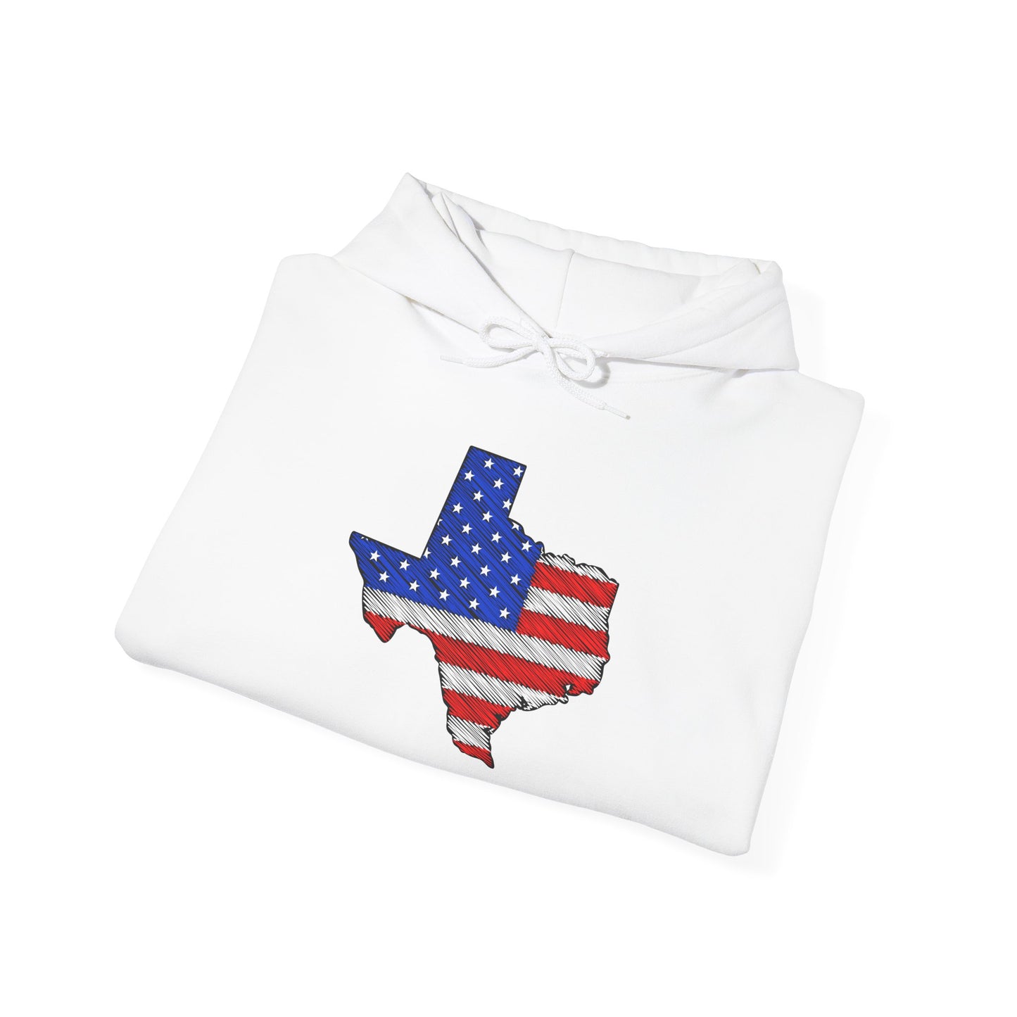 Texas-shaped American Flag Heavy Blend™ Hooded Sweatshirt