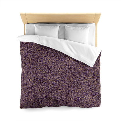 Golden Amethyst Radiance Mandala Microfiber Duvet Cover