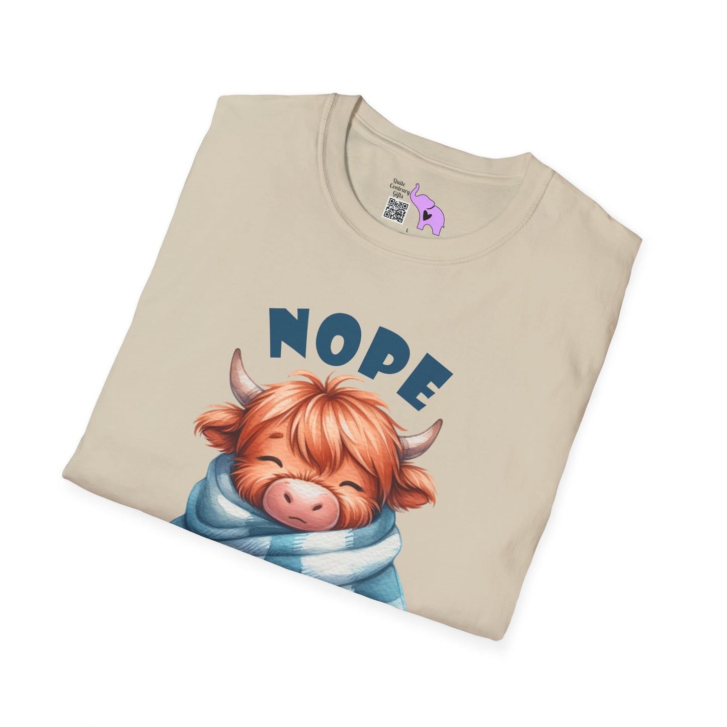 Nope Not Today Cute Cow Adult T-shirt