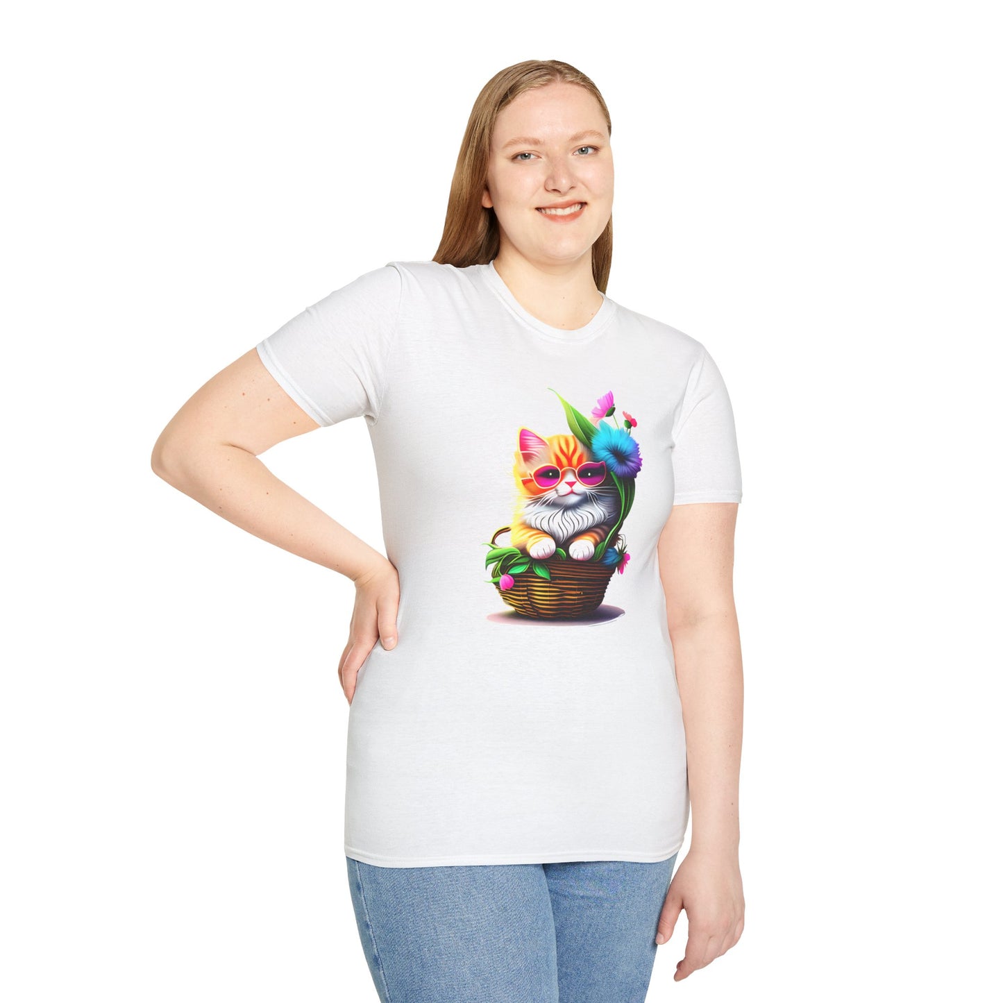 Cute Colorful Kitten in Flowers 2 T-shirt