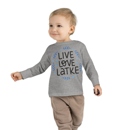 Hanukkah Live Love Latke Toddler Long Sleeve Tee