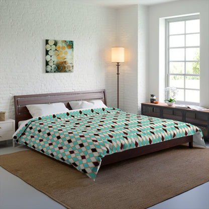 Teal/White Harlequin Basic Bedding Set