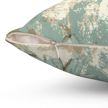 Rustic Teal Daisy Throw Pillow
