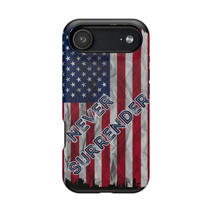 Never Surrender American Flag MagSafe® Compatible Tough Case for iPhone