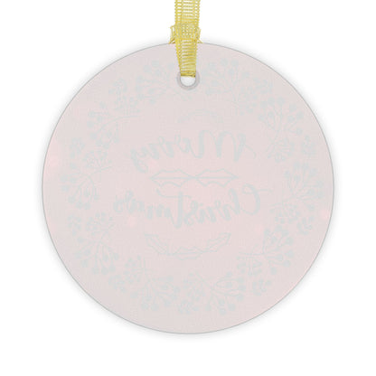 Merry Christmas Wreath Glass Ornament