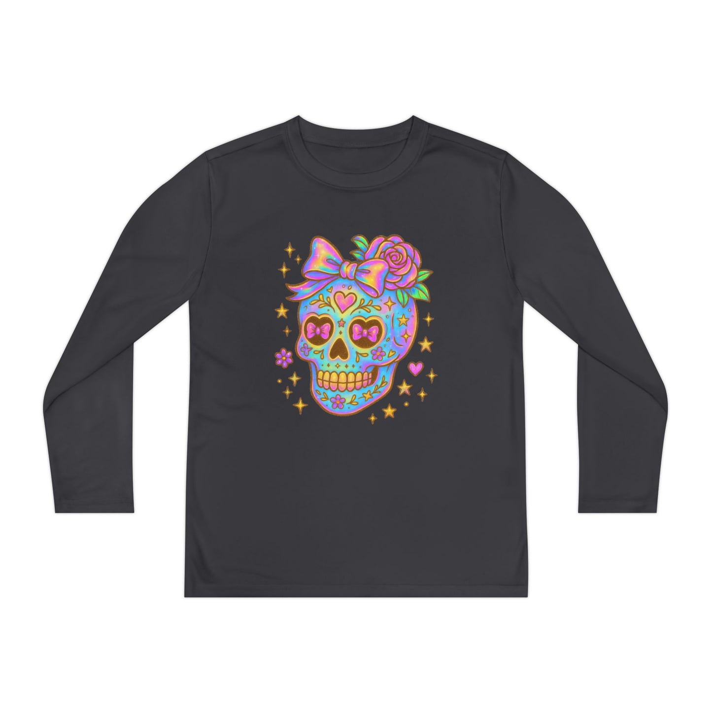 Neon Sugar Skull Youth Long Sleeve Tee