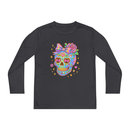Neon Sugar Skull Youth Long Sleeve Tee