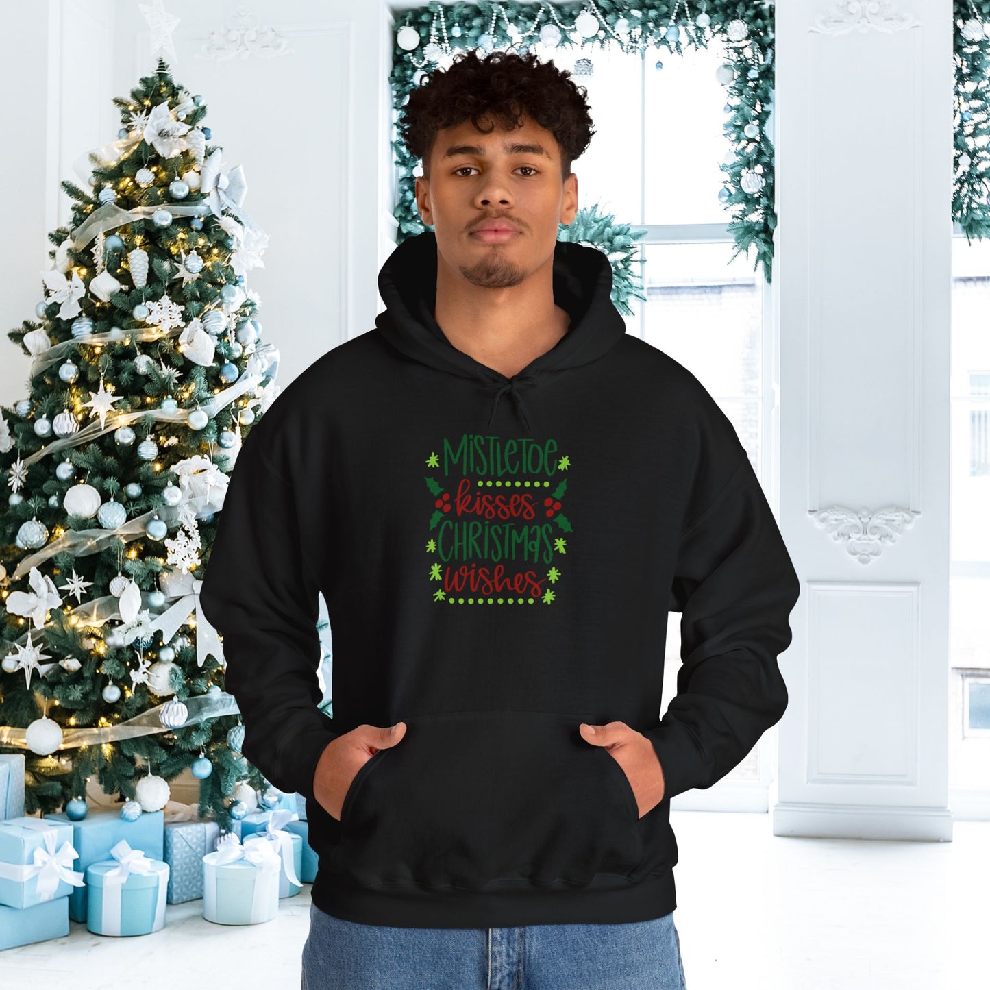 Mistletoe Kisses Christmas Wishes Heavy Blend™ Hooded Sweatshirt