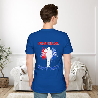 Freedom Isn't Free Saluting Soldier w/Wings Adult T-shirt