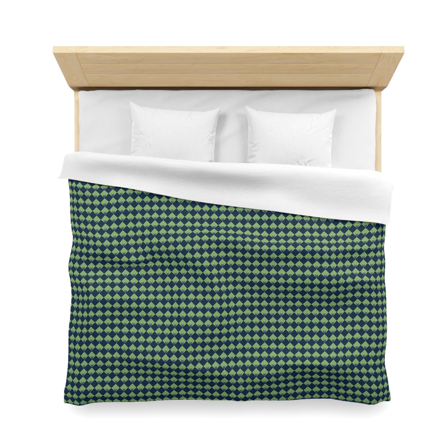 Diamond Bloom-Sage & Navy Microfiber Duvet Cover