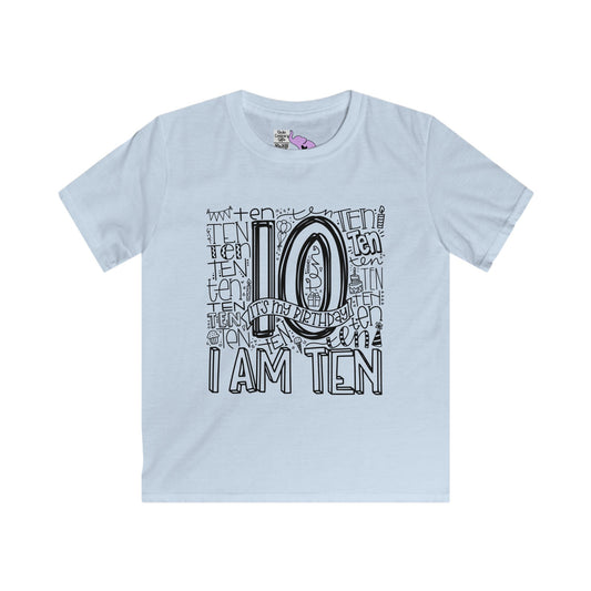 I Am Ten Typography Youth Softstyle Tee