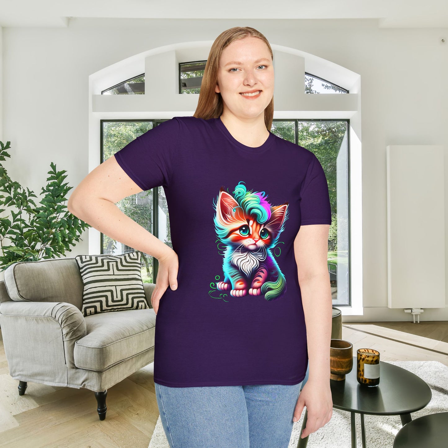Cute Colorful Kitten 2 Adult T-shirt
