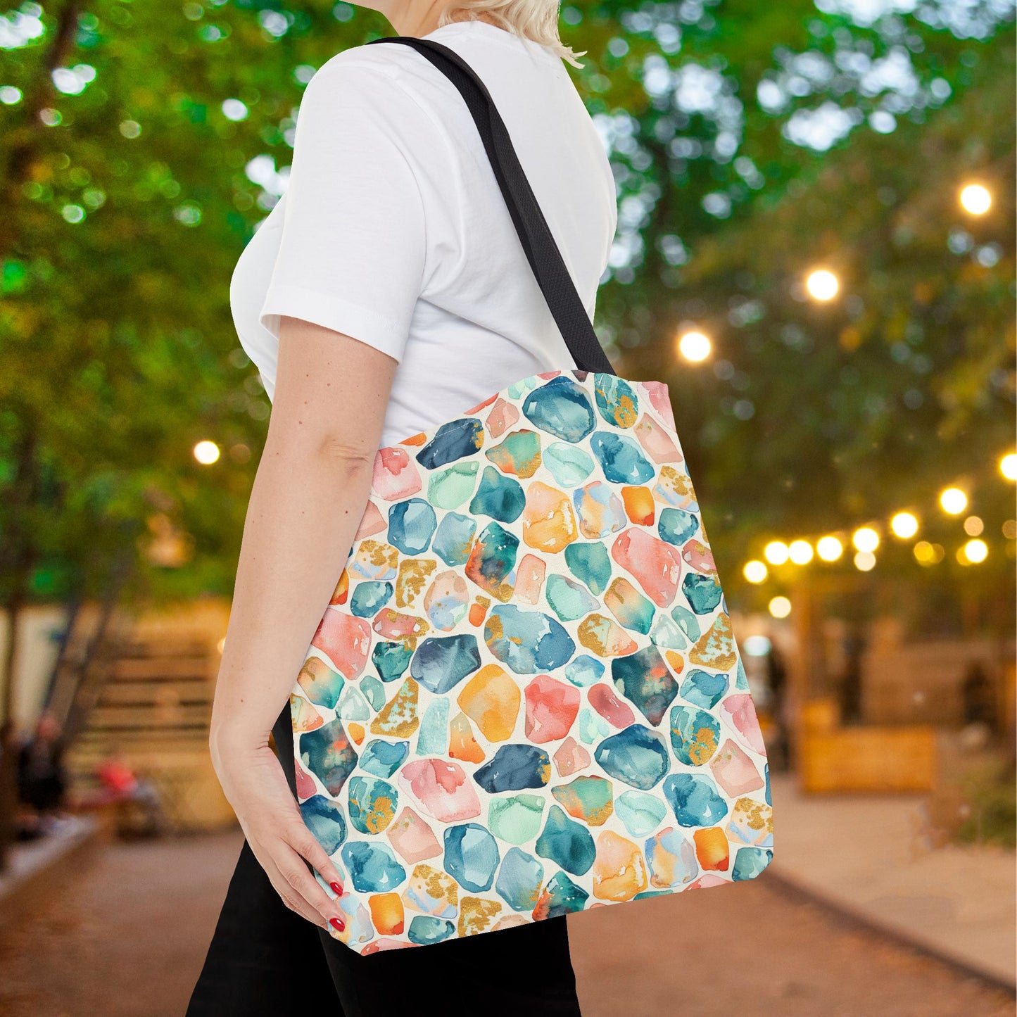 Ocean Pebble Drift Canvas Tote Bag