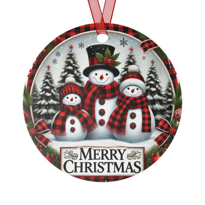 Merry Snowmen Trio Metal Ornament