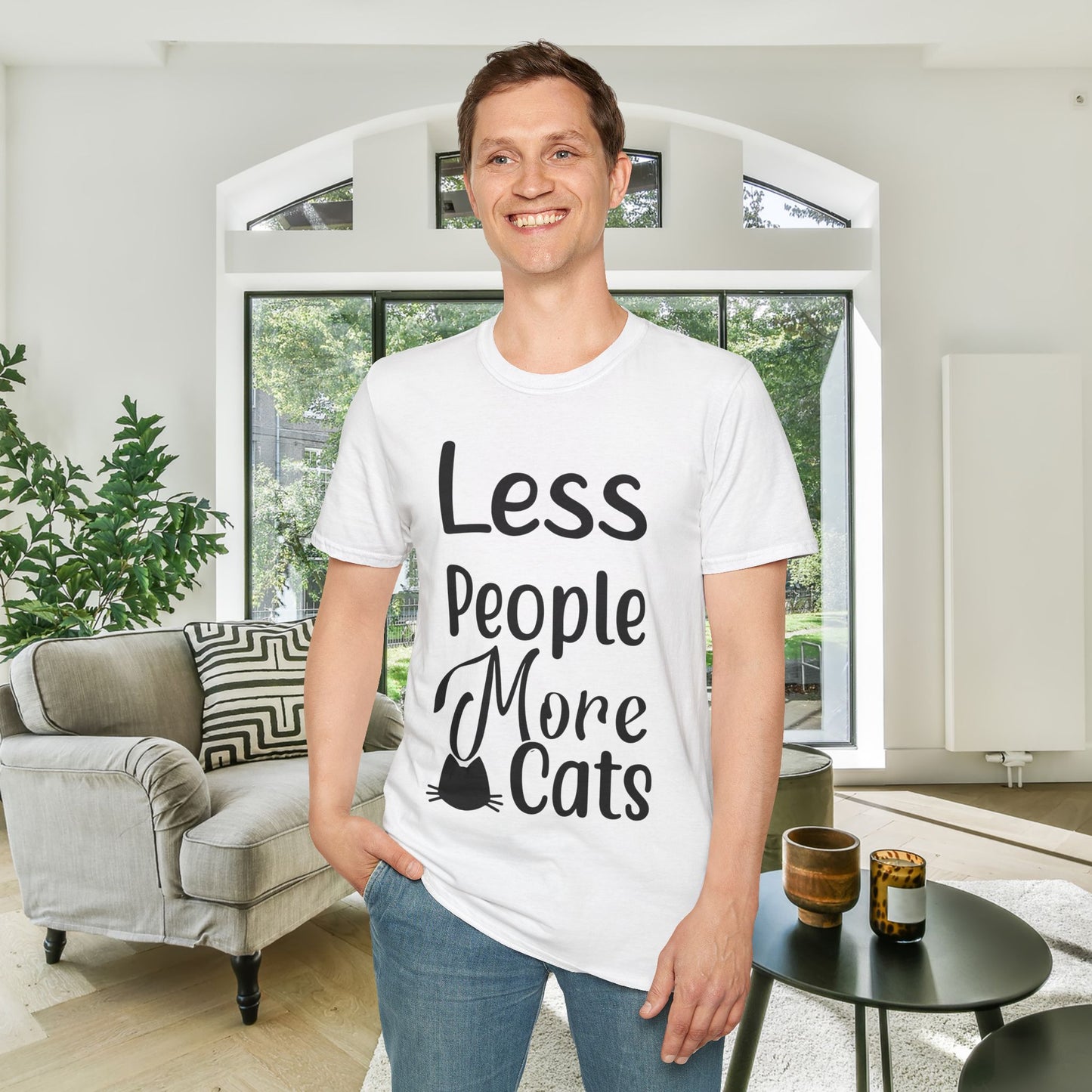 Less People More Cats Adult T-shirt