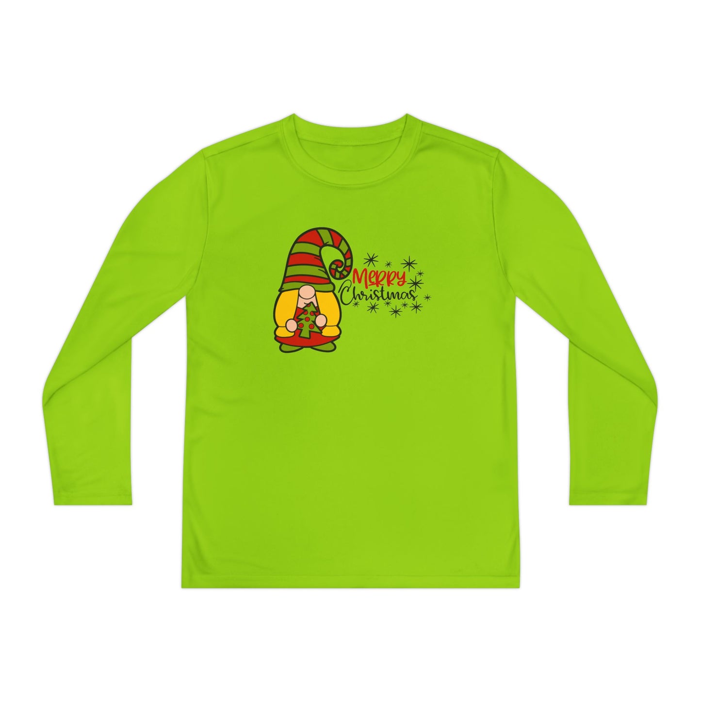 Merry Christmas Girl Gnome Youth Long Sleeve Tee
