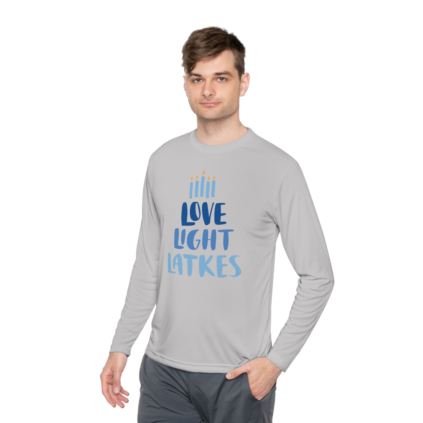 Hanukkah Love Light Latkes Adult Long Sleeve Tee