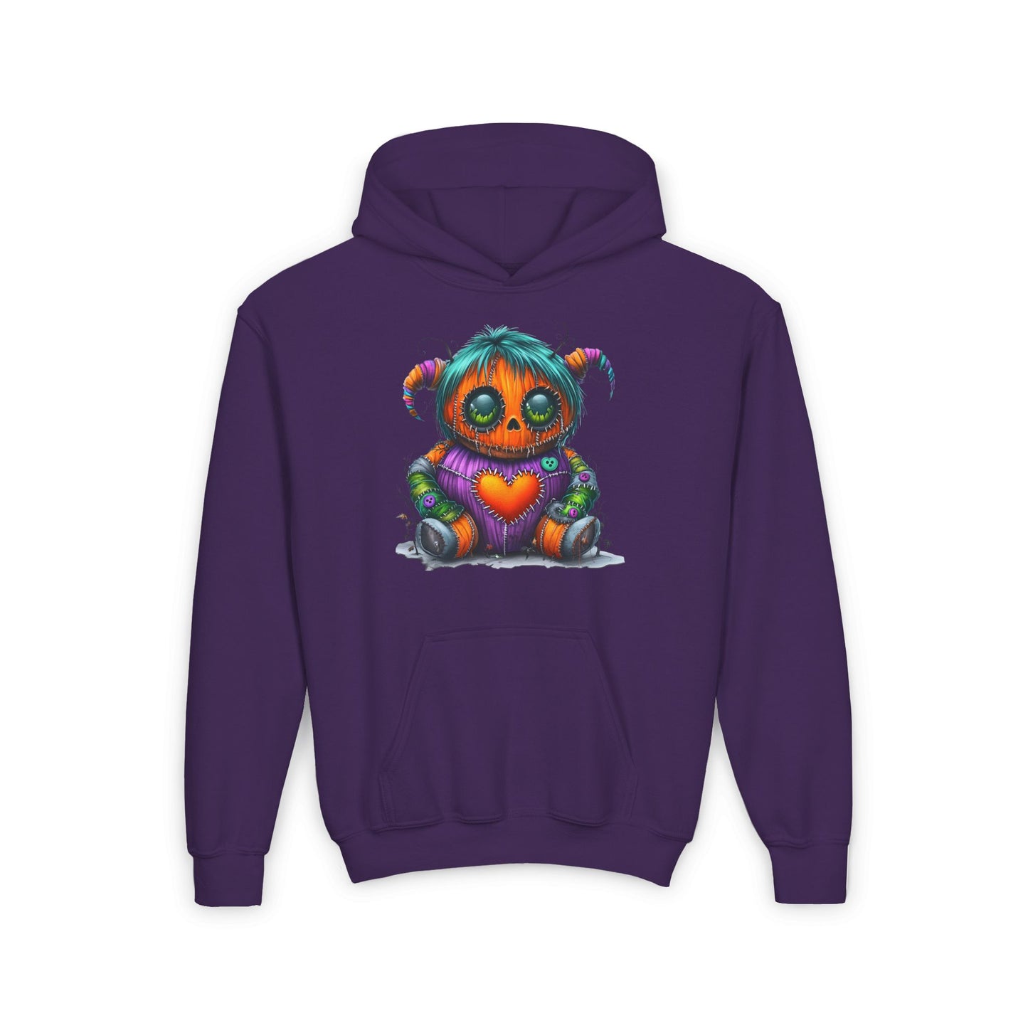 Patchwork Pumpkin Heart Youth Heavy Blend Hoodie
