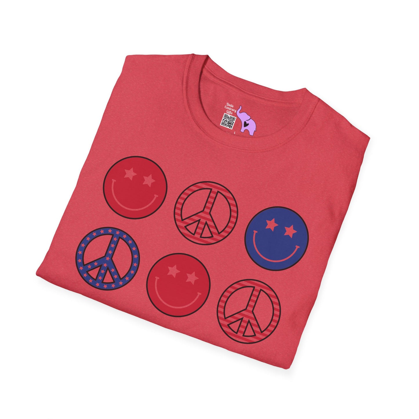 America Checkered Peace Signs Adult T-shirt