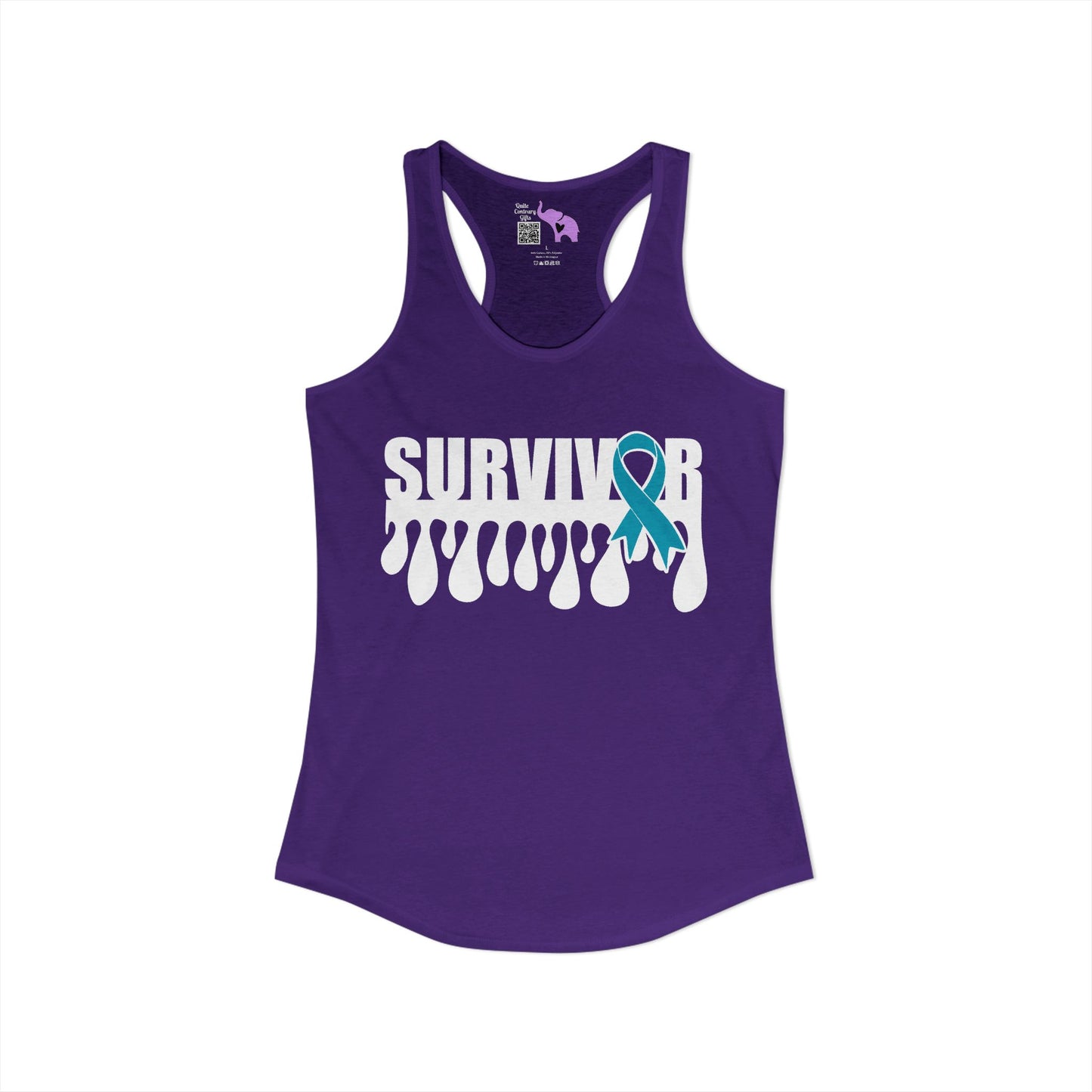 Survivor (Custom Cancer Ribbon) Women's Ideal Racerback Tank
