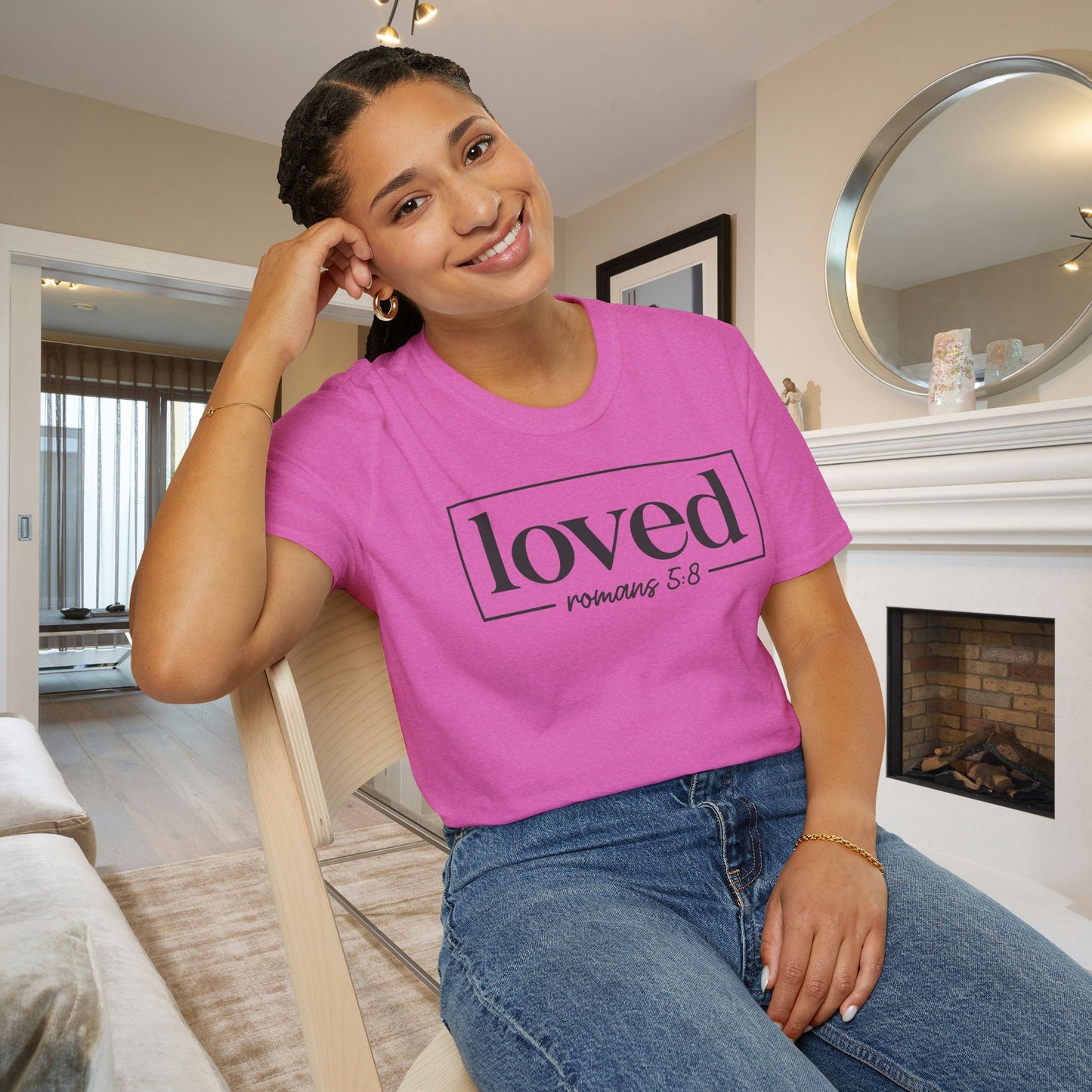 Loved Romans 5:8 Adult T-shirt
