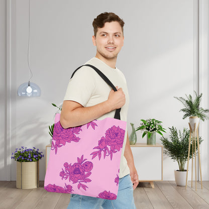 Bubblegum Bloom Peonies Canvas Tote Bag
