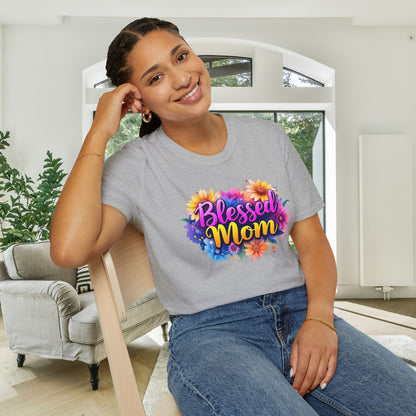Blessed Mom (Vibrant Floral) Adult T-shirt