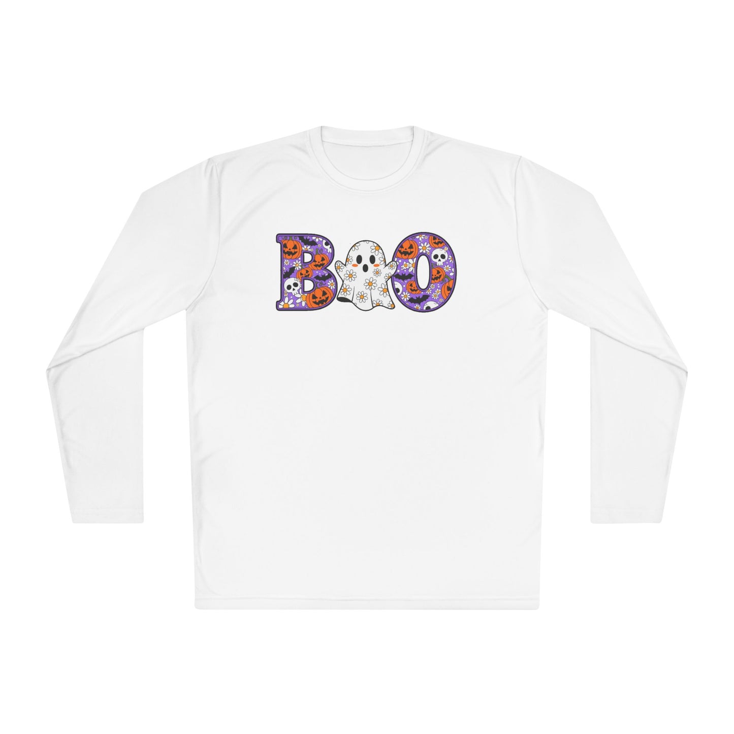 Cute Floral Boo w/Ghost Adult Long Sleeve Tee